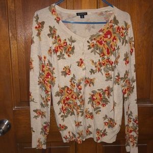 Tan floral cardigan